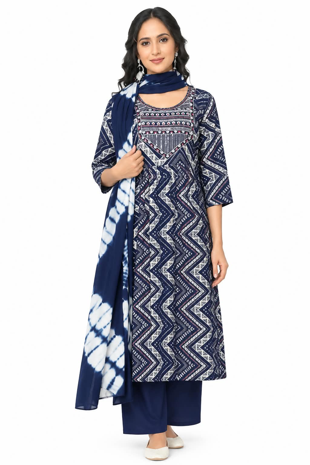 Indigo Fusion Umbrella Kurthi Set