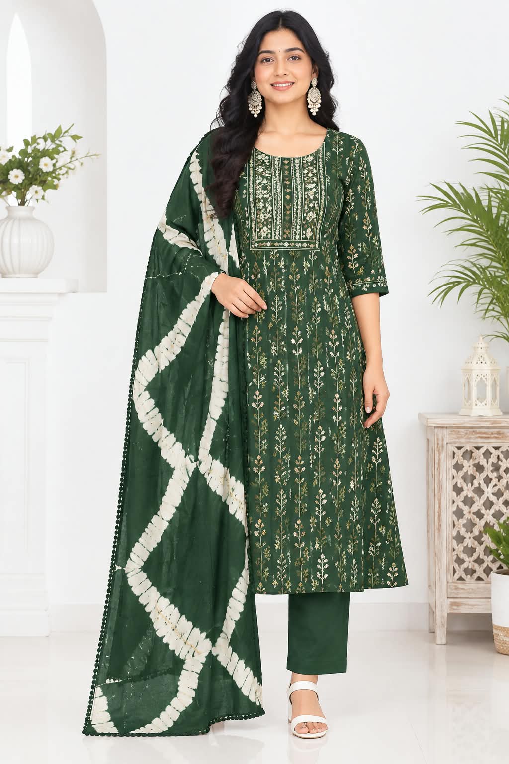 Emerald Green Umbrella Kurthi Set