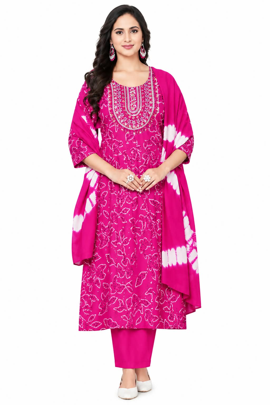 Radiant Fuchsia Pink Umbrella Kurthi Set